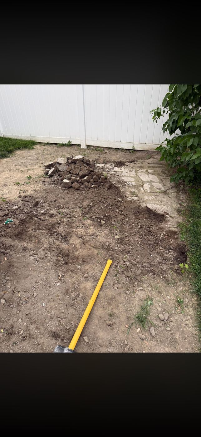 Broken concrete partly cleared during haul-away in Allen Park, MI